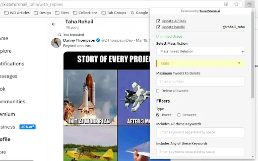 Mass Tweet Deletions & More – Powerful Twitter Automation Tool - Screenshot 1