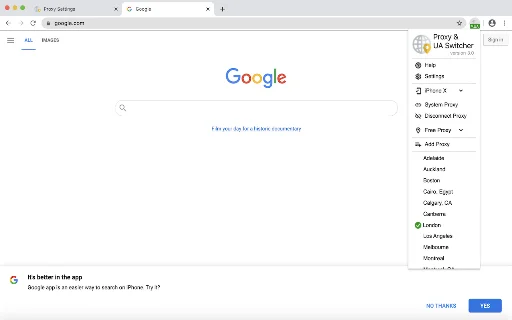 Proxy & User-Agent Switcher Chrome – Ubah IP & Perangkat - Screenshot 2