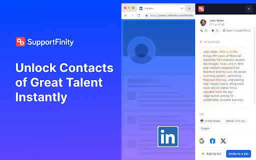 Download SupportFinity LinkedIn Scraper – Ekstrak Kontak Gratis - Screenshot 1