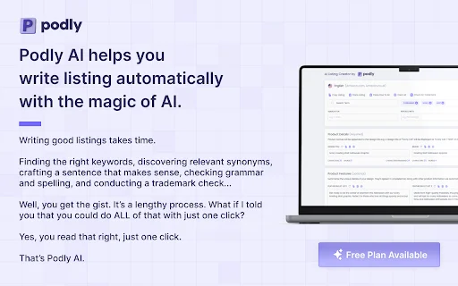 Download Podly Terbaru – AI Listing Creator untuk Merch by Amazon - Screenshot 1